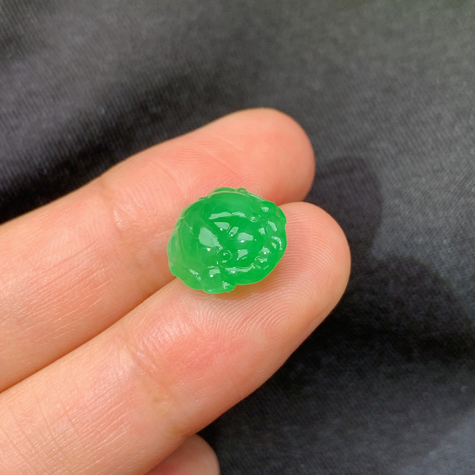 冰阳绿貔貅，镶嵌佳品，冰润色阳，种水足，Ht 尺寸12*11.1*5.9