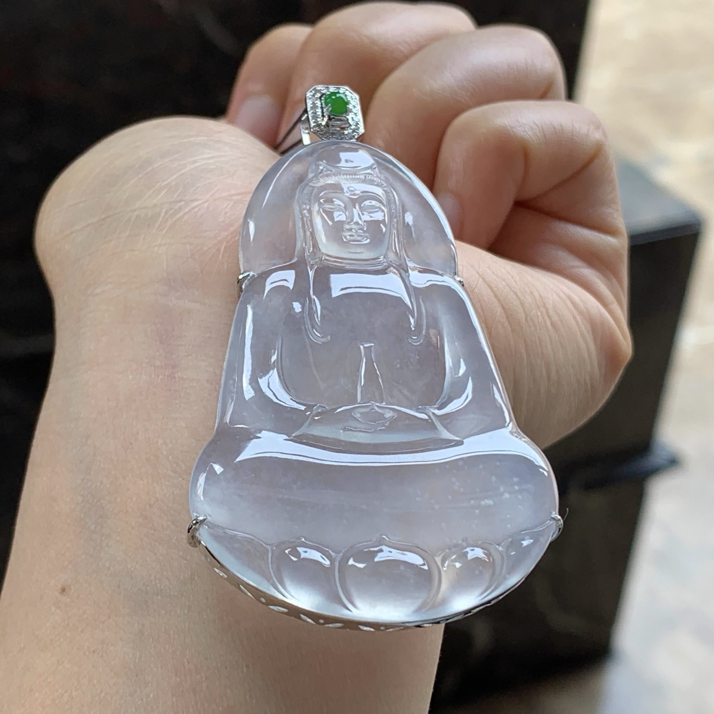 金钻镶嵌冰种观音^_^冰透