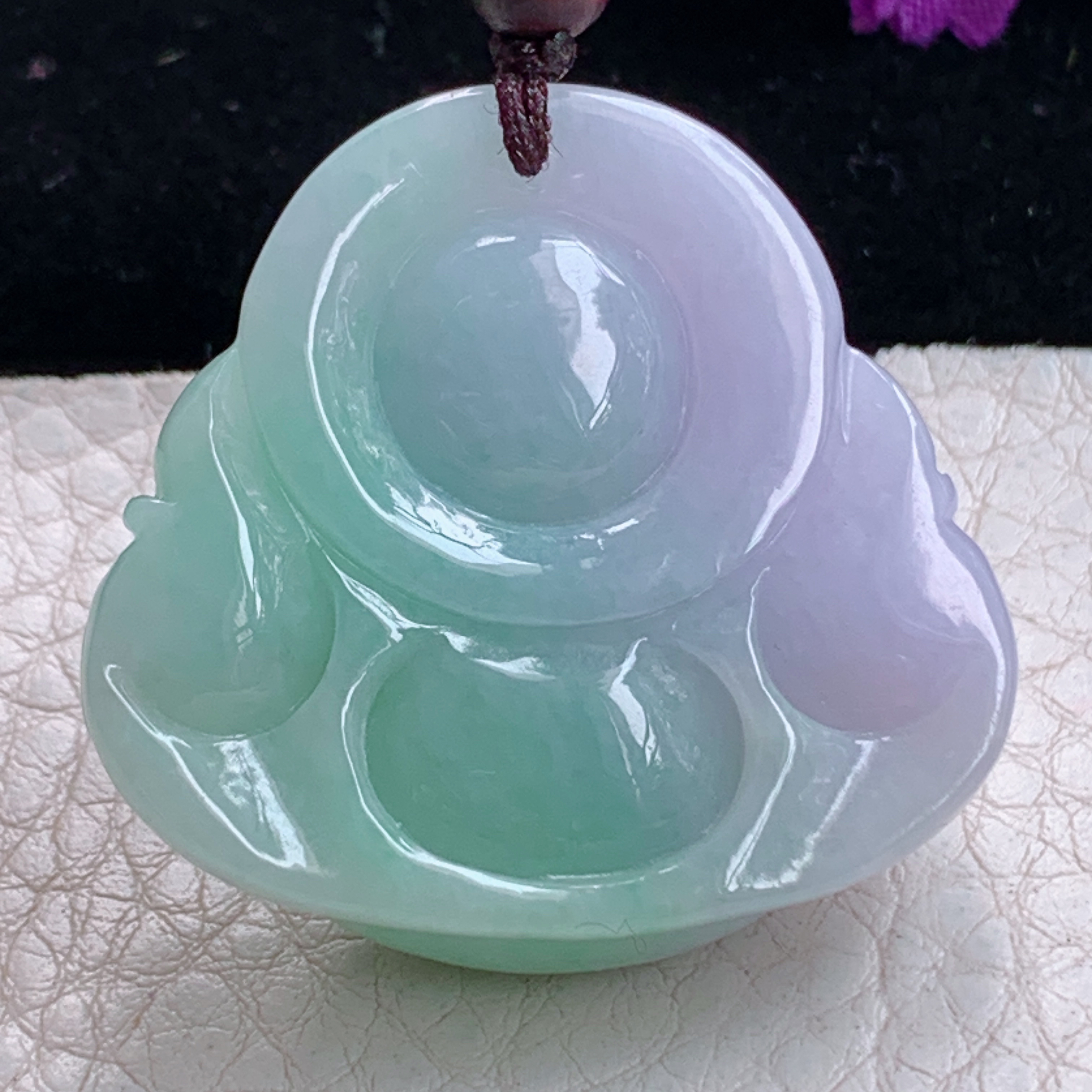 zen实拍36*37.5*12.8缅甸翡翠春带彩佛公吊坠 大肚弥勒佛像项坠