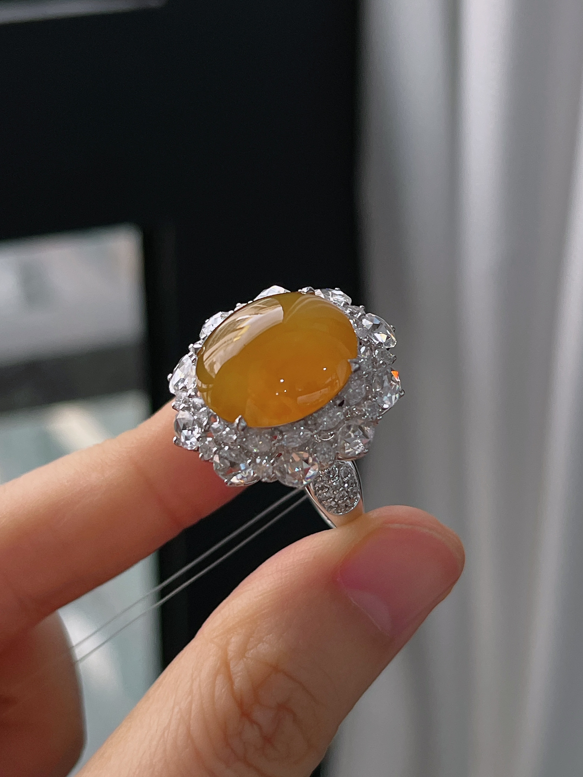 18k金 翡翠冰种黄翡戒指