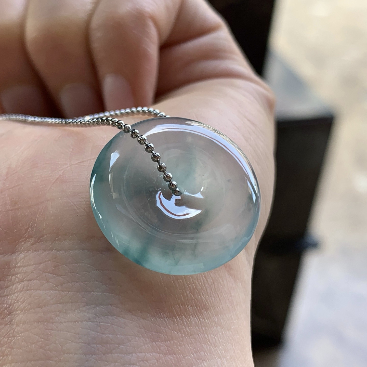 冰蓝花平安扣^_^冰透