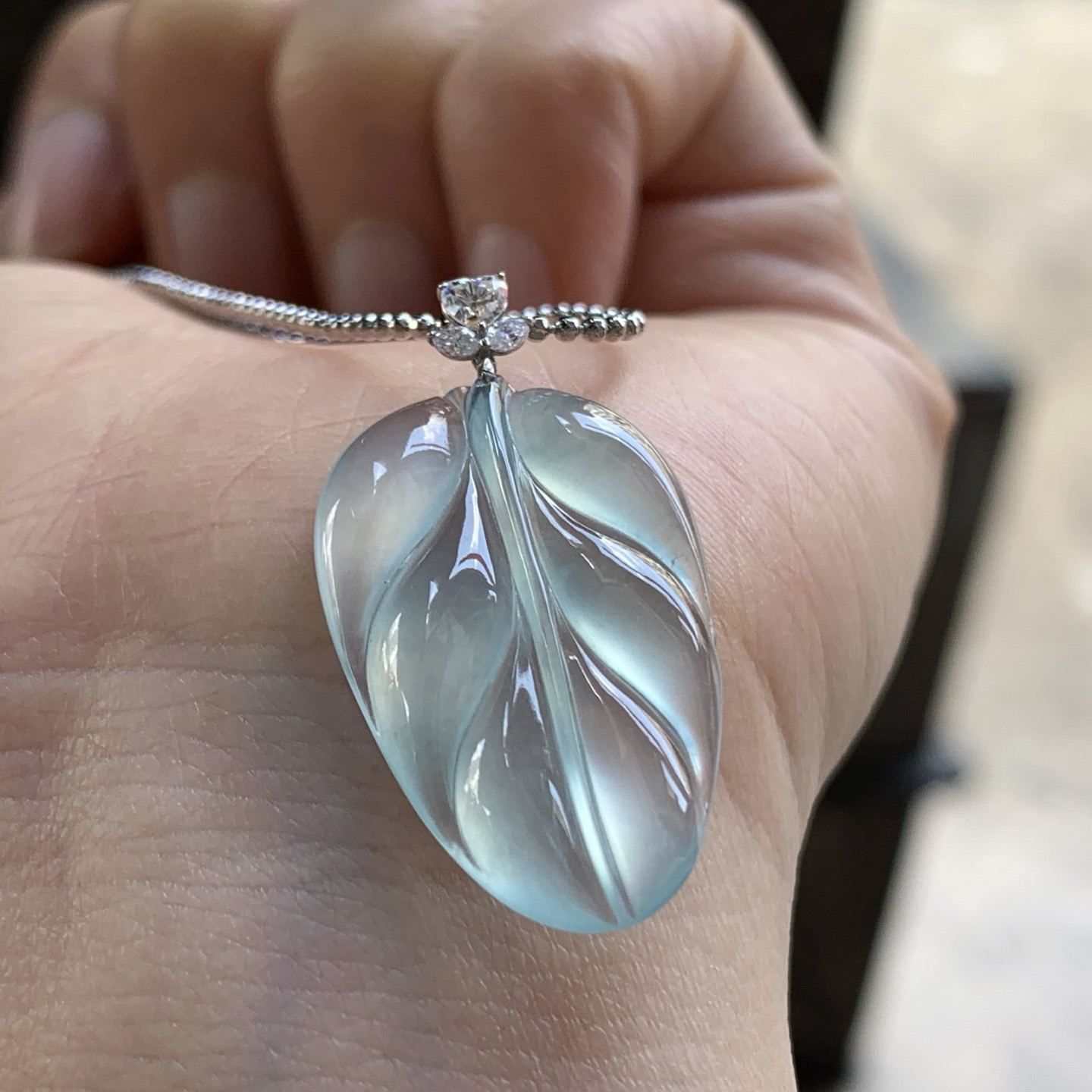 金扣冰蓝叶子^_^透亮