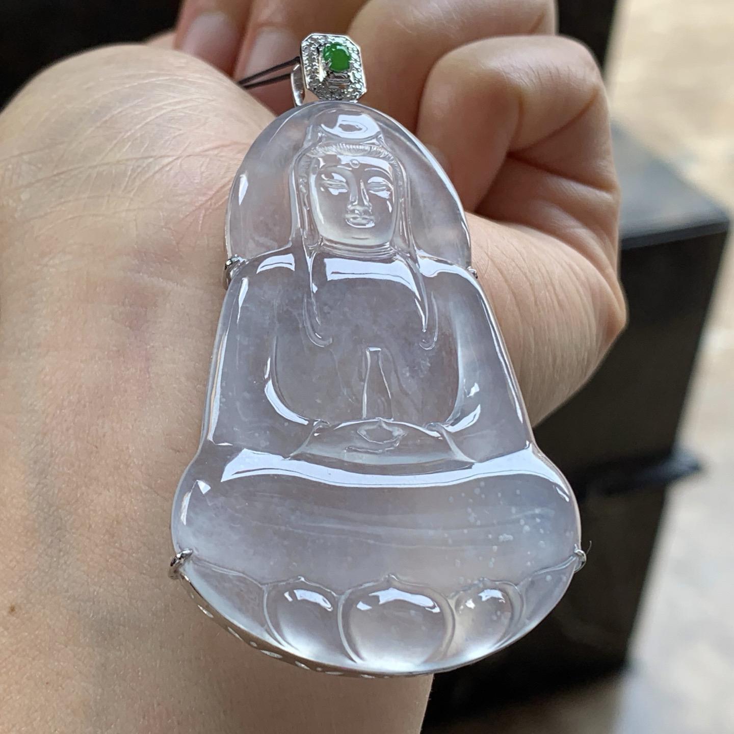 金钻镶嵌冰种观音^_^冰透