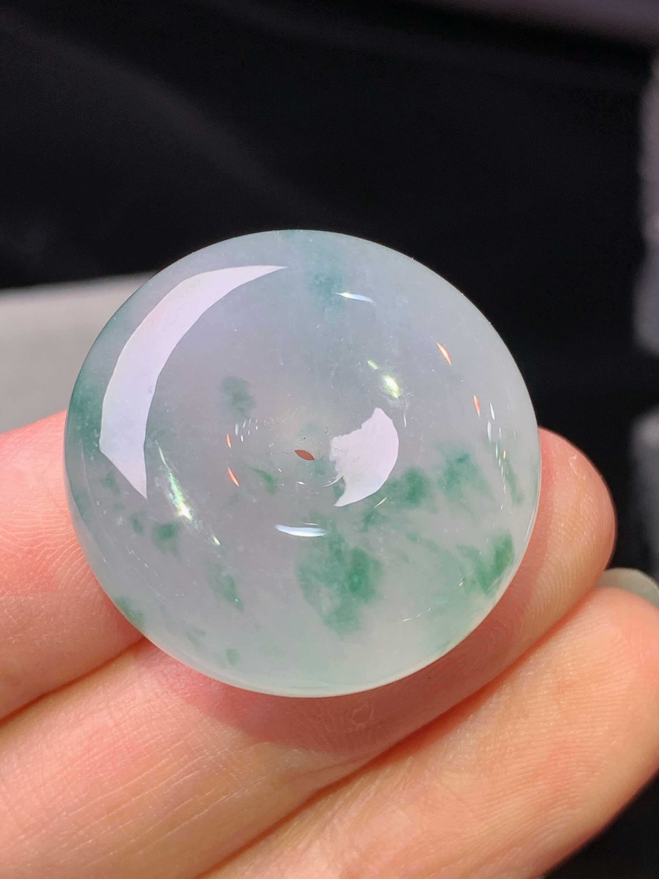 冰飘花平安扣吊坠 玉质细腻 色泽艳丽清新 水润亮眼 整体尺寸25.3*9.8m2