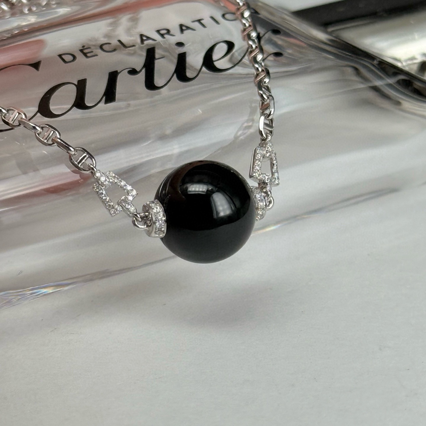 精品18k墨翠珠子锁骨链 种好色正 黑度极好 打灯通透 油性十足 尺寸12