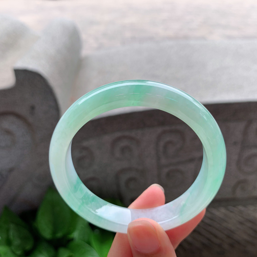 圈口 54.6-11.8-7.8【冰甜绿正圈手镯】正圈54 55可戴