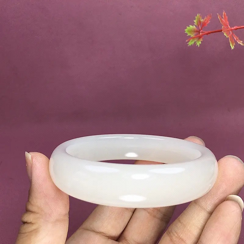 52.9圈口和田玉羊脂白玉宽版手镯，品质好，料子好，精品手镯