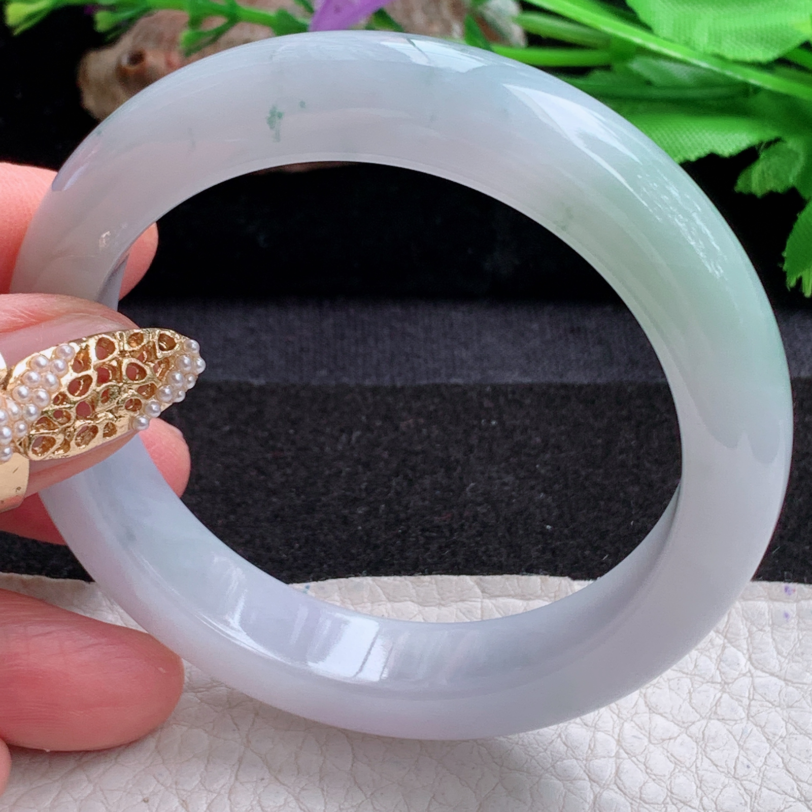 p实拍54*12*8.8平安镯 天然缅甸翡翠a货手镯飘花厚装正圈玉镯子