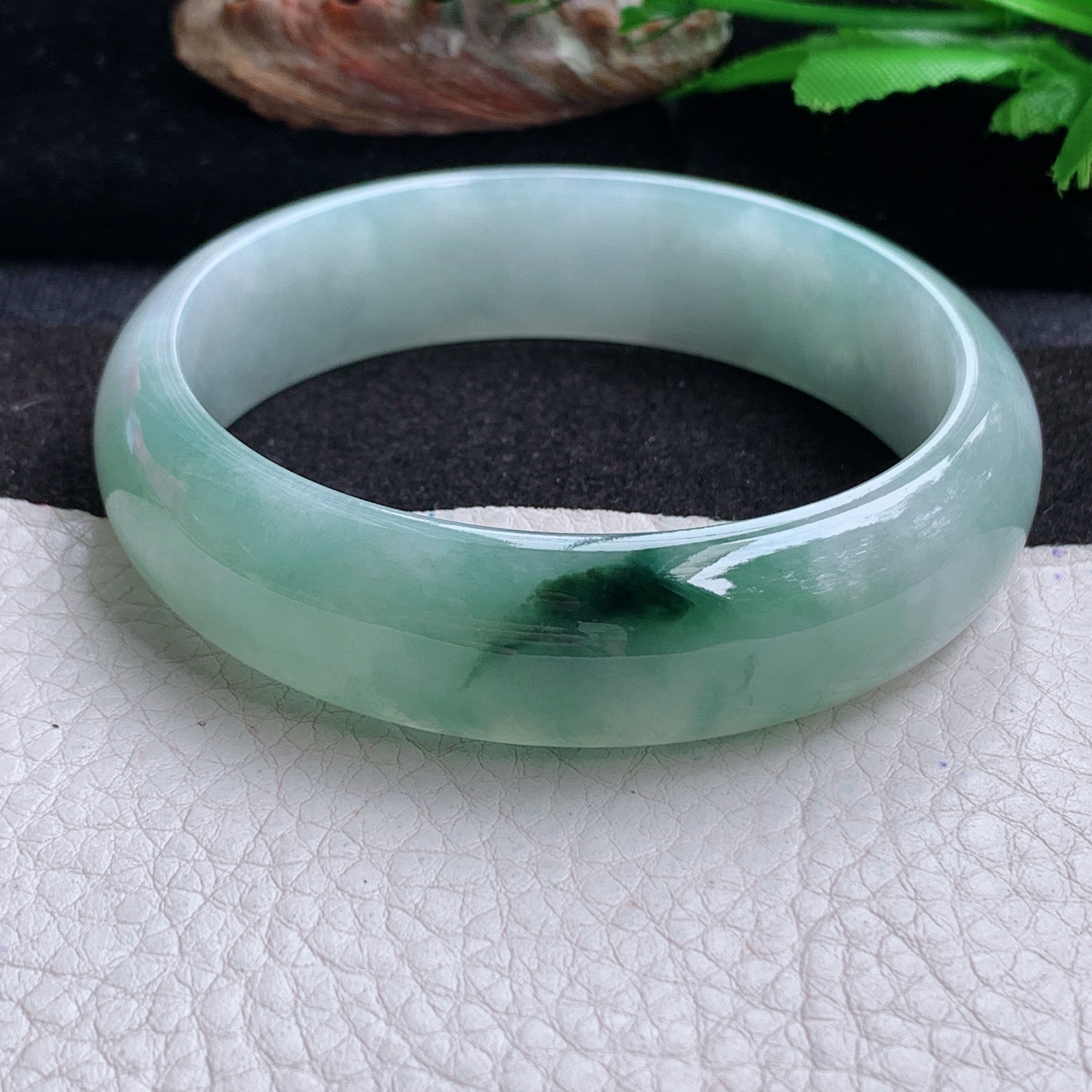 xc大圈口60*16.2*7.5轮胎镯 天然缅甸翡翠a货手镯冰飘花正圈玉镯子