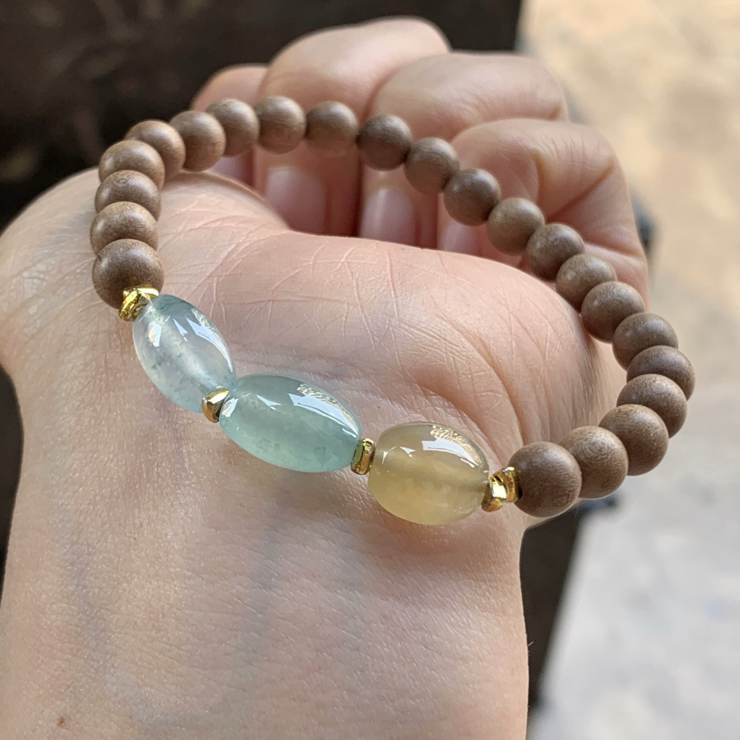 冰种筒珠手串^_^清新特色 冰透