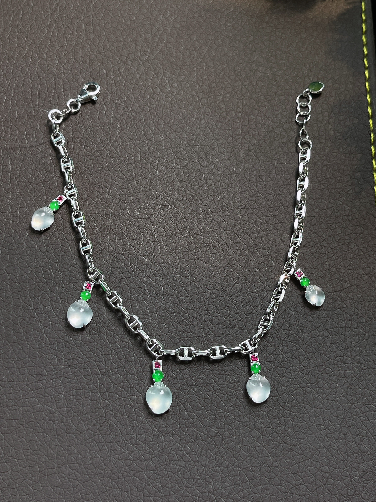 18k金翡翠白冰手链