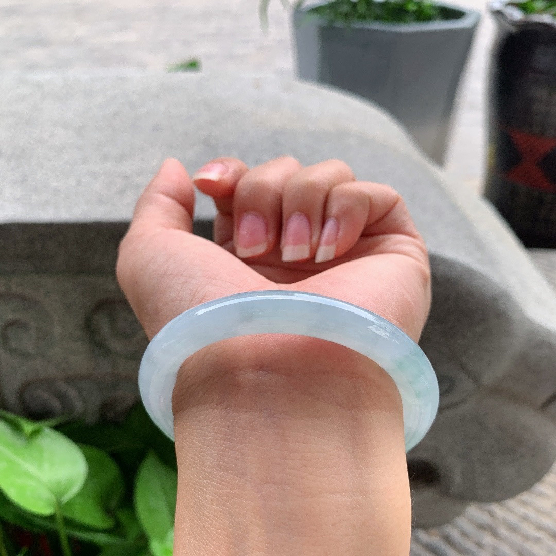 小圈口53.8-8.5 【冰蓝圆条手镯】圆条53 54可戴