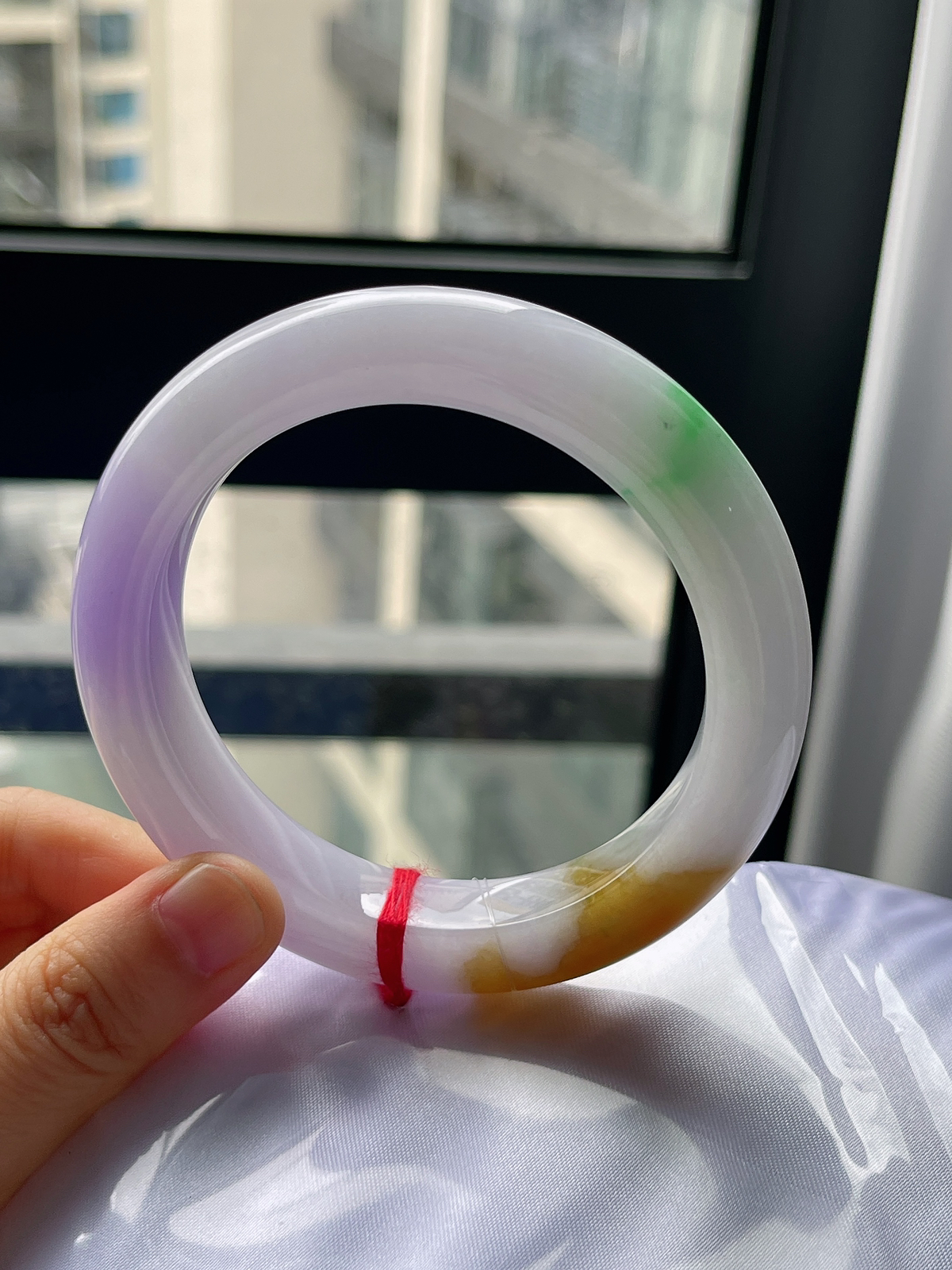 正圈58圈口，翡翠糯化种福禄寿手镯