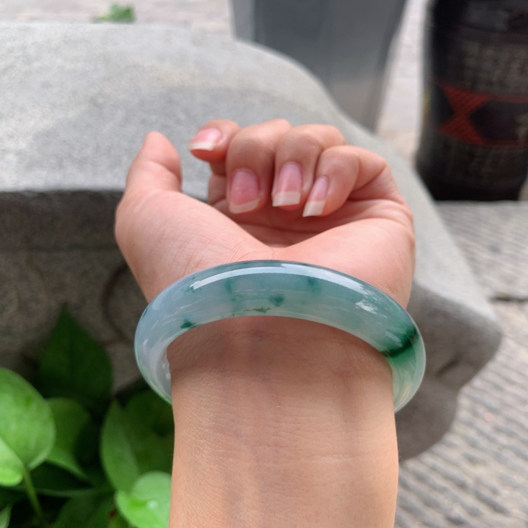 圈口56-12.7-7.7 【冰紫飘花正圈手镯】正圈56 57可戴