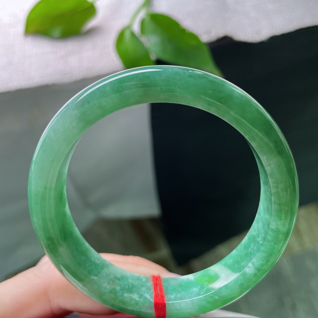 55.4/12.6/8.2，绿底正圈，水润，一抹浓绿，满室芳华，满绿入玉，贵气自生。有纹，ss50942a