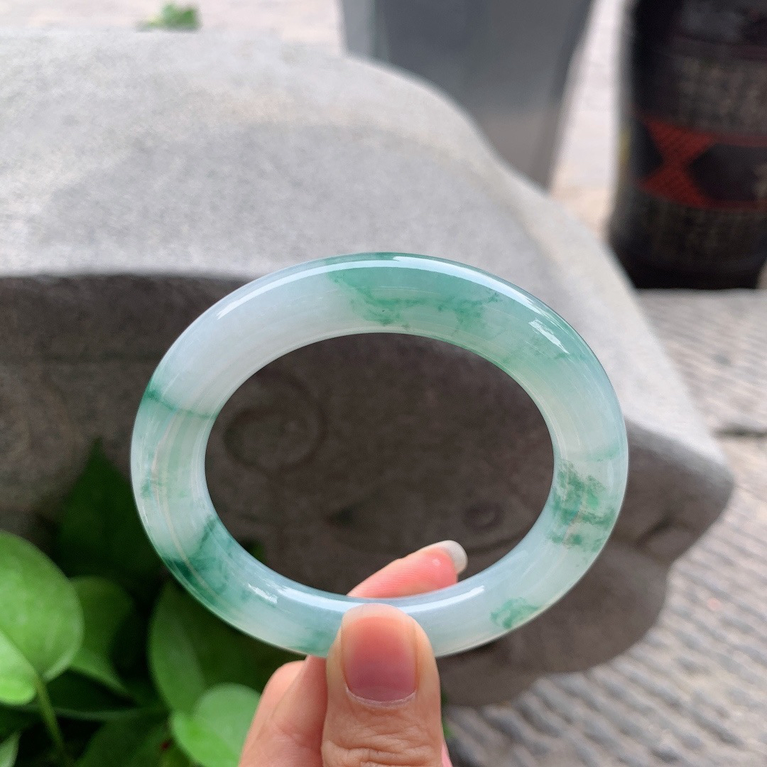 圈口55.7-10.8 【冰飘花圆条手镯】圆条55 56可戴