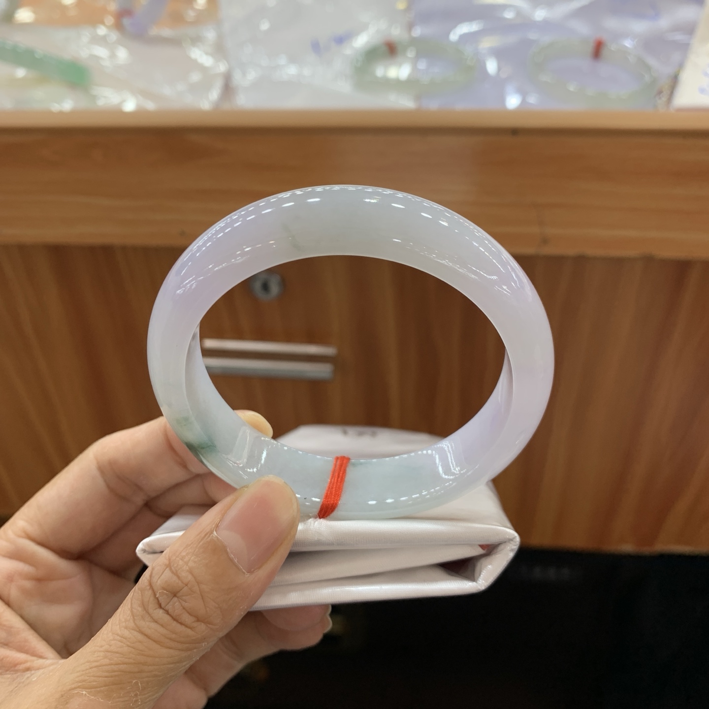 040908XY 紫罗兰飘花正圈翡翠手镯 58.3-14.5-7.9