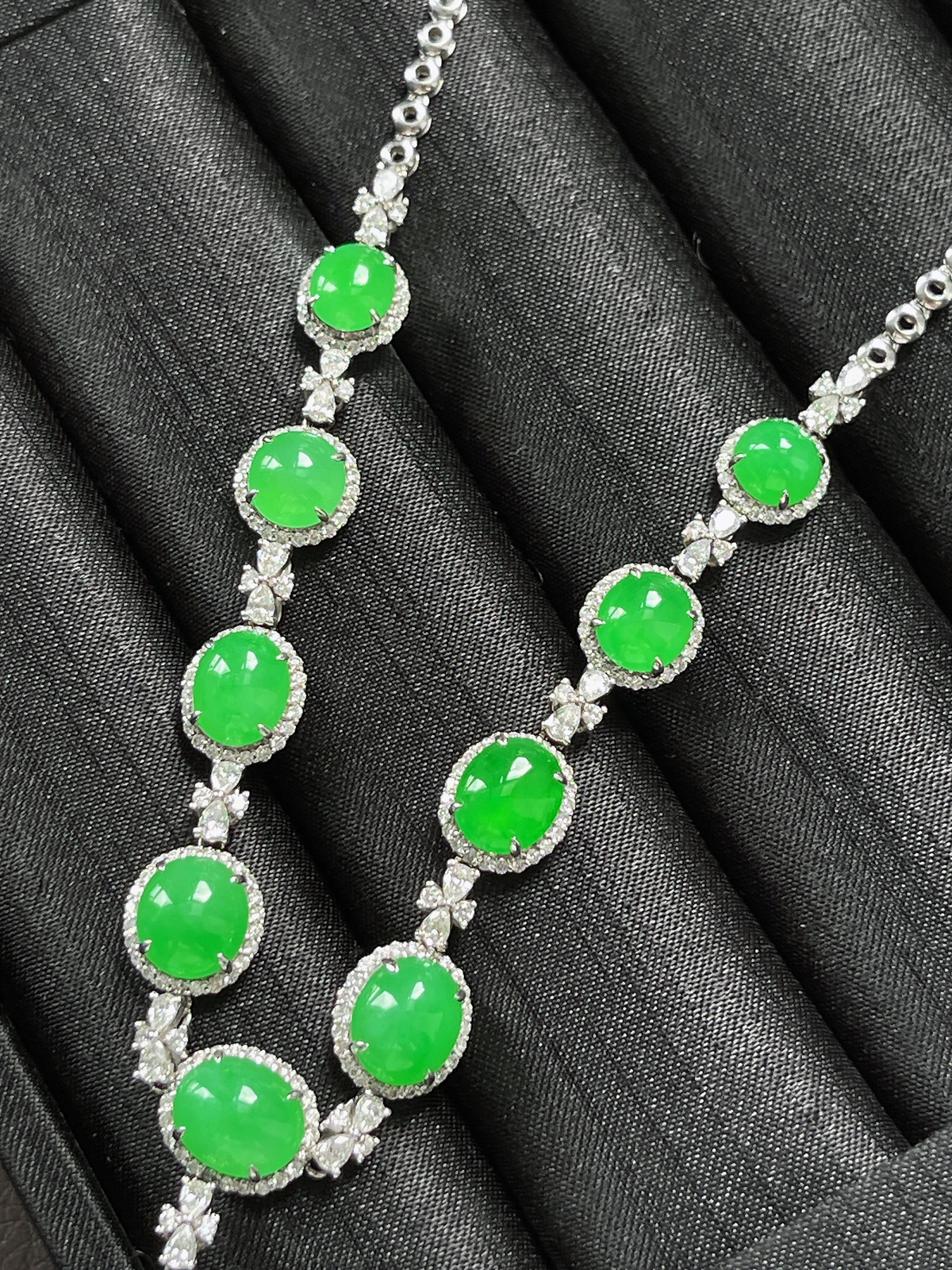 18k金 翡翠冰糯种满绿项链