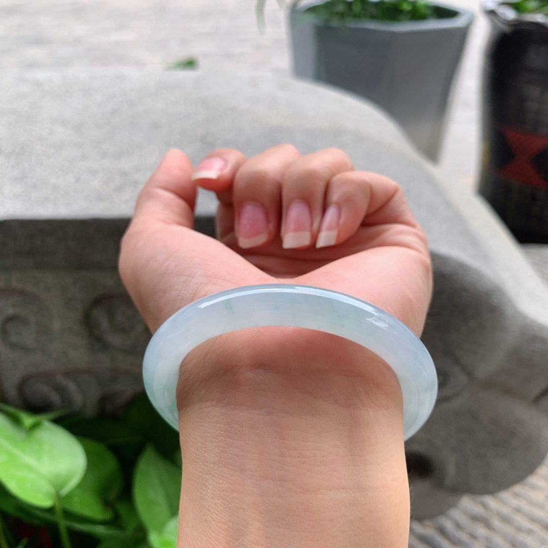 小圈口53.8-8.5 【冰蓝圆条手镯】圆条53 54可戴