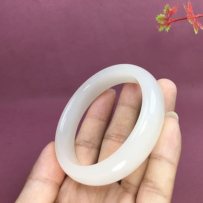 52.9圈口和田玉羊脂白玉宽版手镯，品质好，料子好，精品手镯
