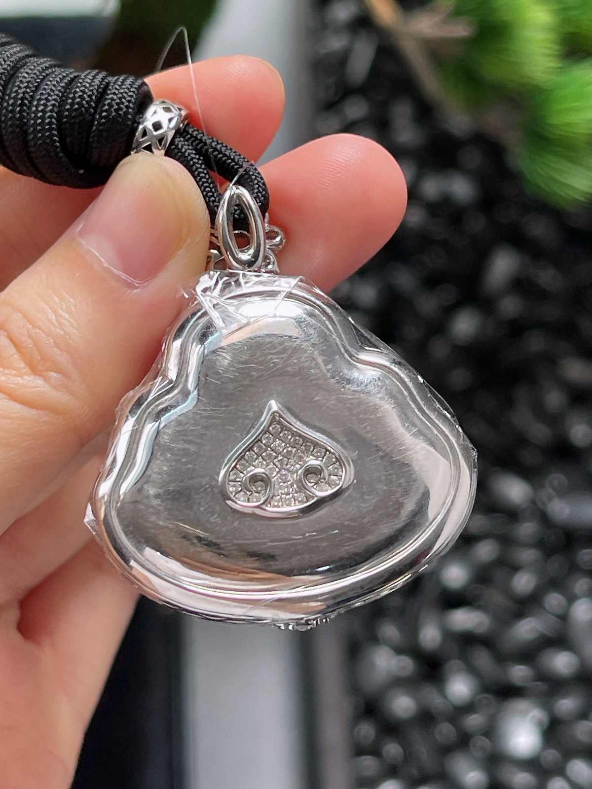 18k金 翡翠冰糯种绿色佛公吊坠