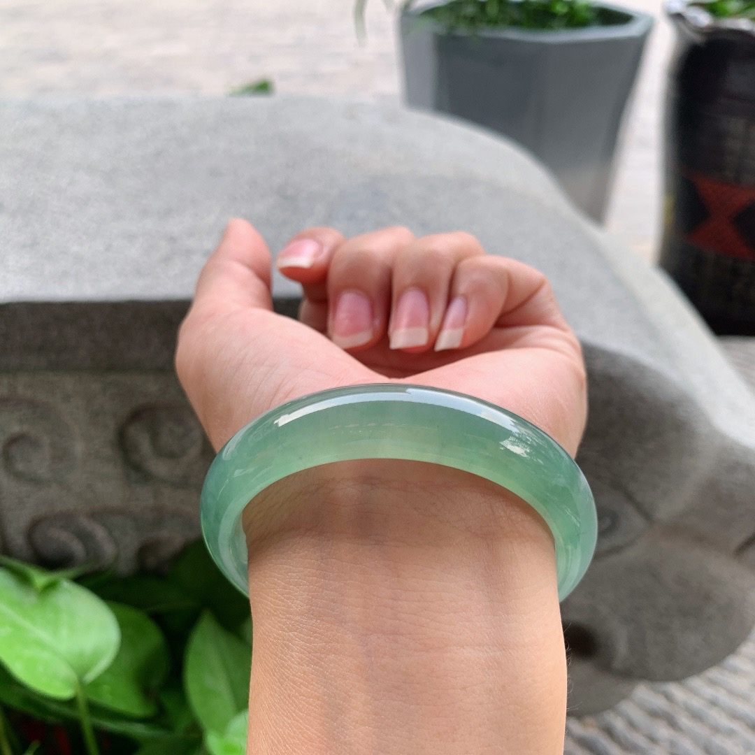 圈口 56-13-7.4【冰种芙蓉绿正圈手镯】正圈56 57可戴