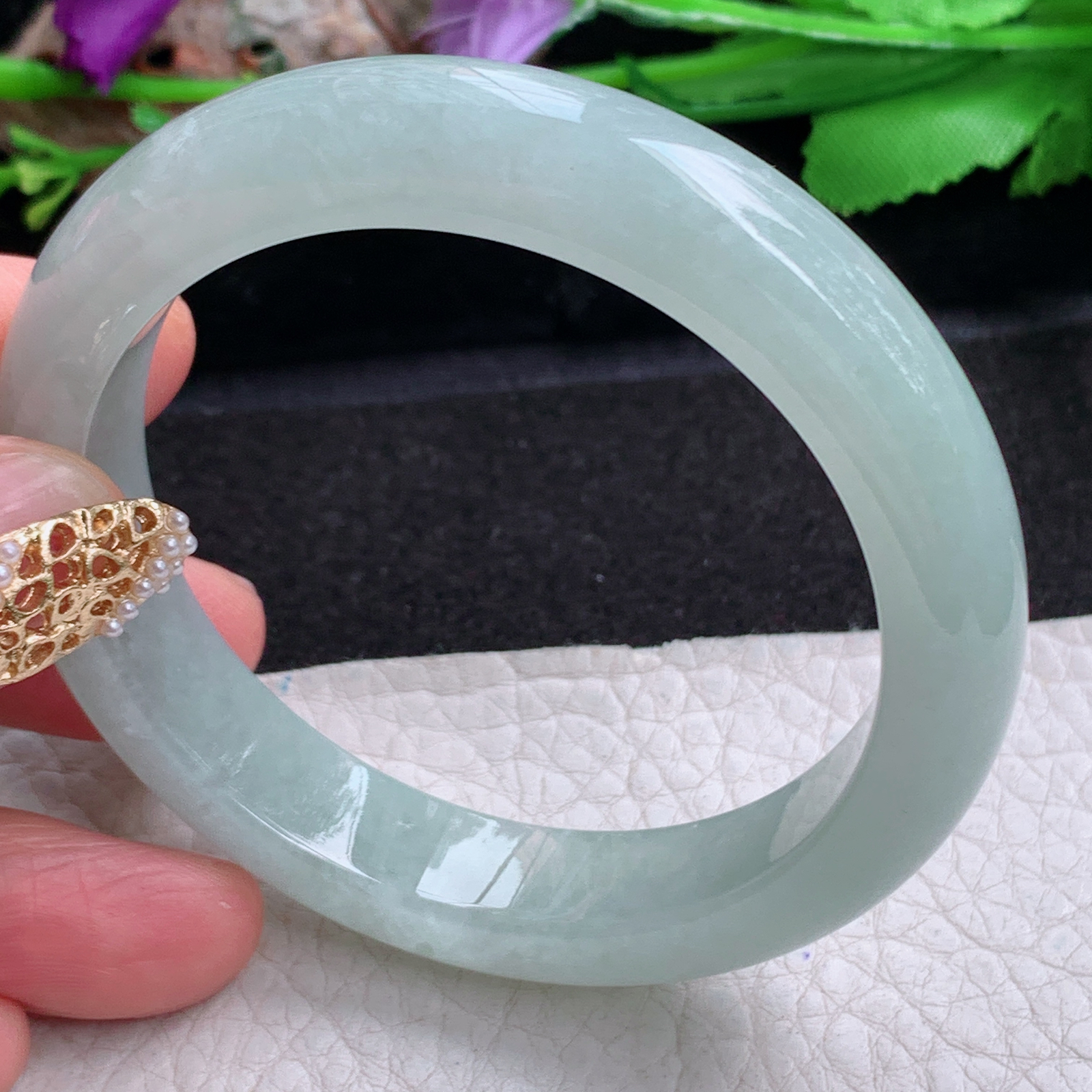 hy实拍54*11.6*8.3平安镯 天然缅甸翡翠a货手镯冰晴秀气正圈玉镯子