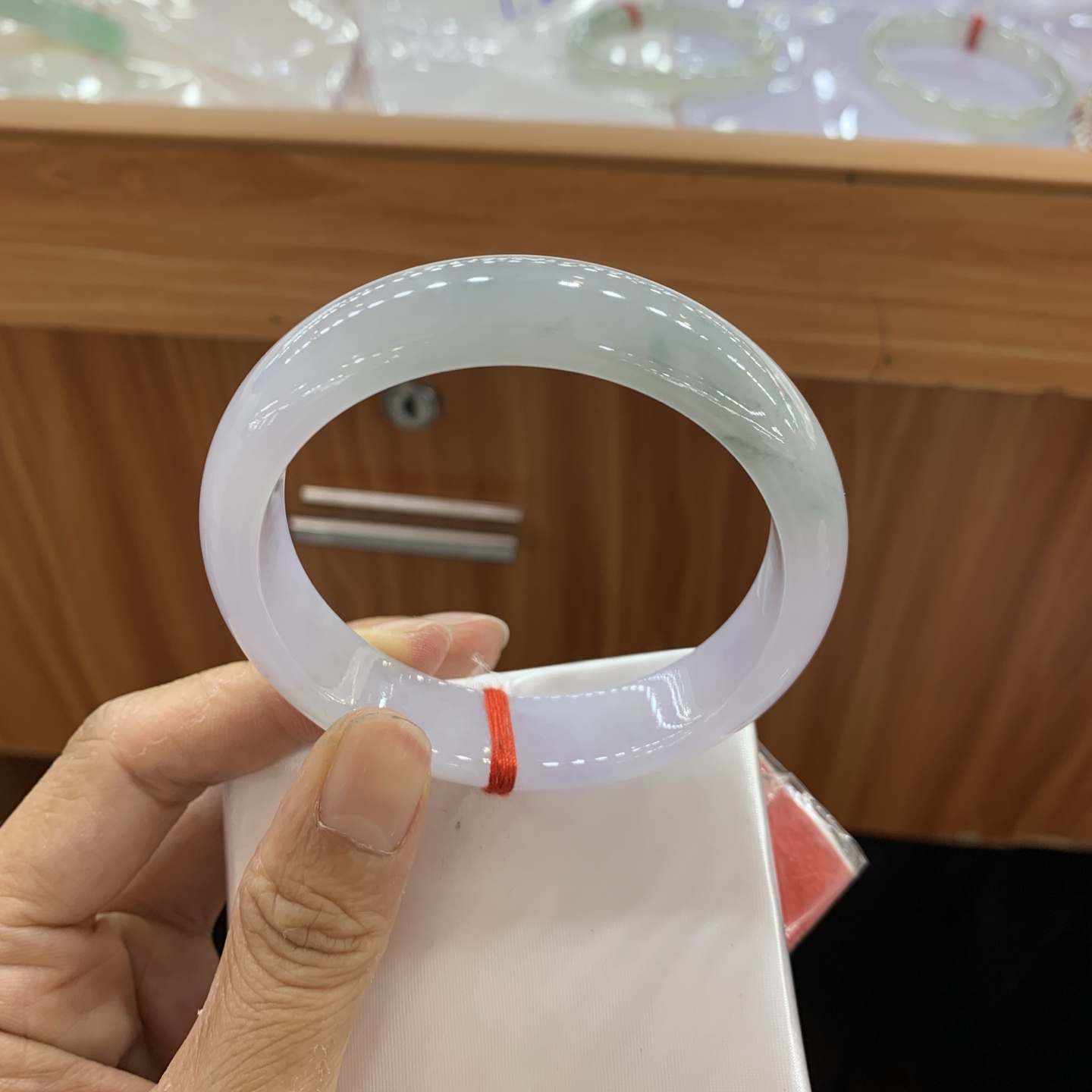 040908XY 紫罗兰飘花正圈翡翠手镯 58.3-14.5-7.9