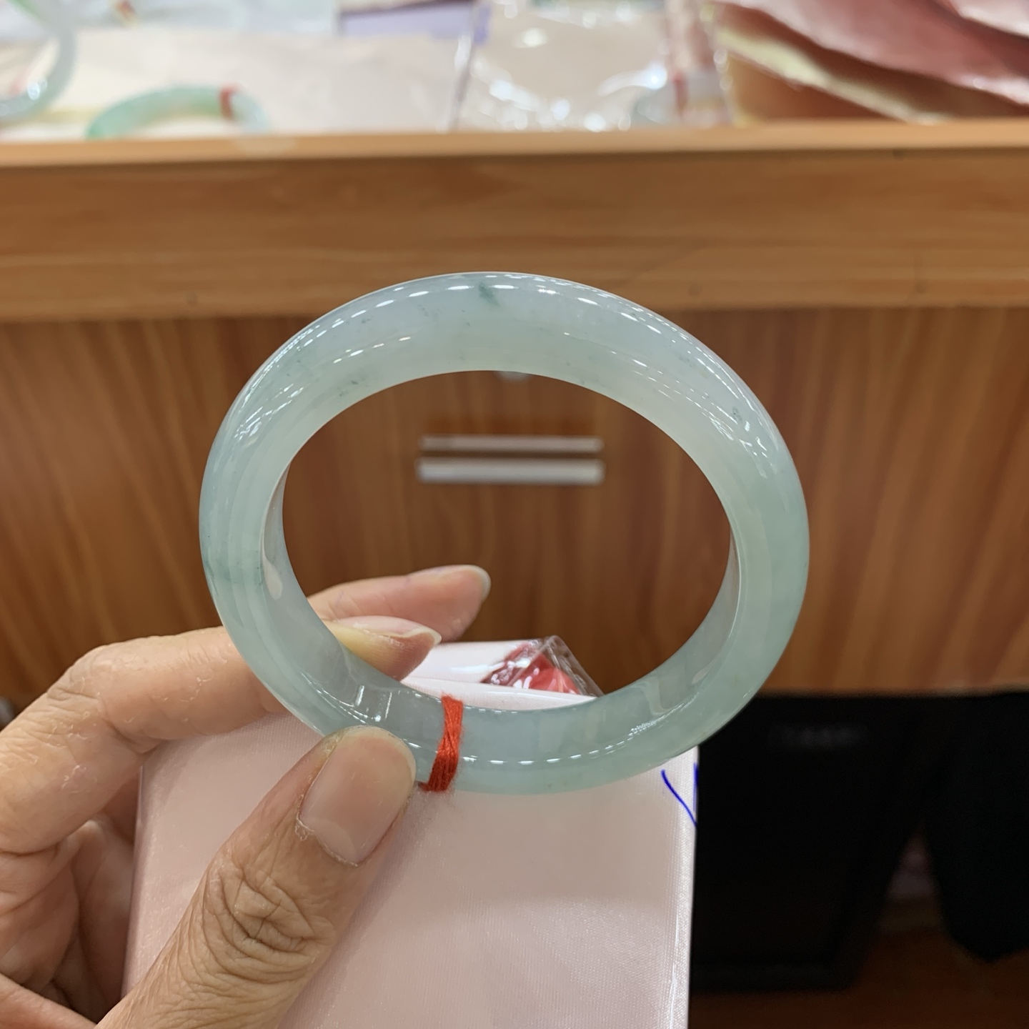 041319MMJ 蓝水正圈翡翠手镯 56.8-11.4-8.6