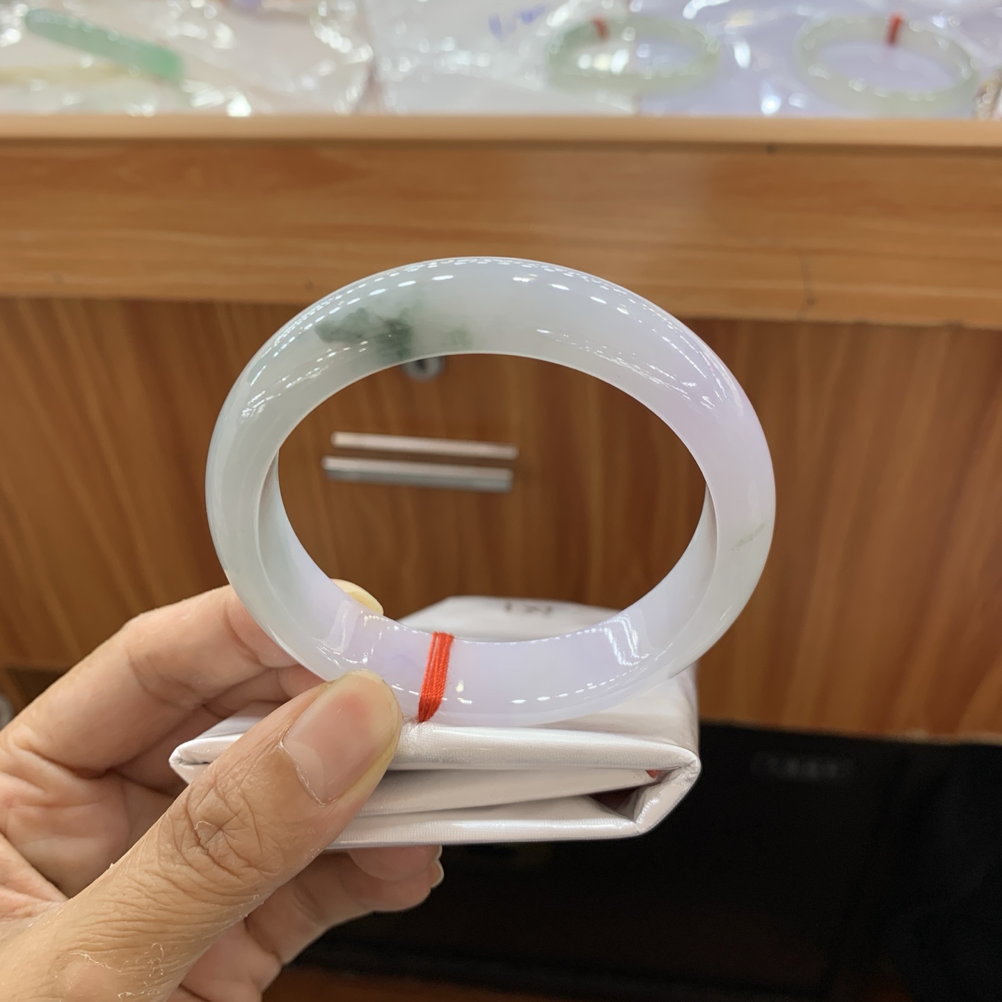 040908XY 紫罗兰飘花正圈翡翠手镯 58.3-14.5-7.9