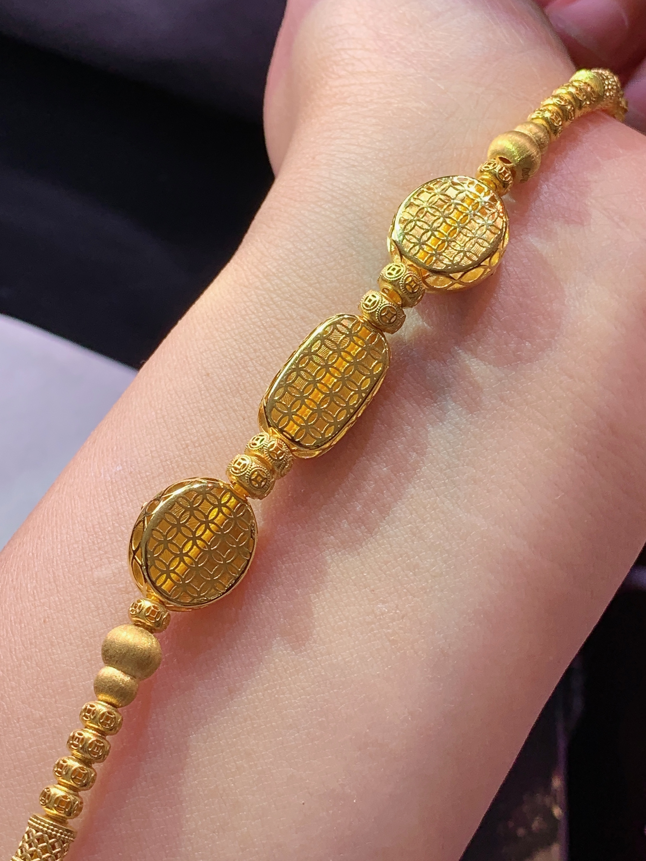 18k金钻镶嵌满绿玉柱搭配冰种葫芦手链 玉质细腻 色泽艳丽清新 水润亮眼 整体尺寸170*9.5*5.6b5