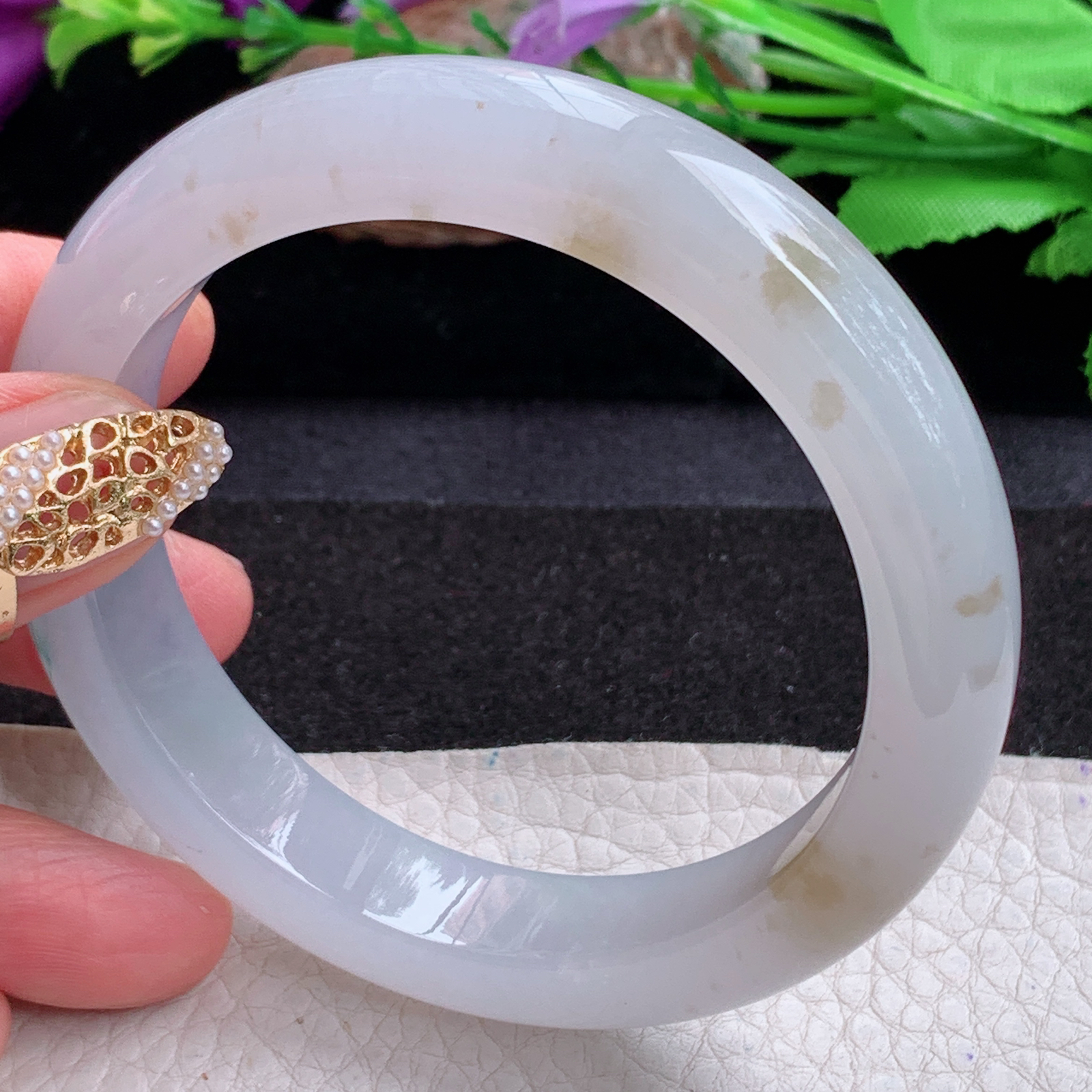 p实拍58.5*12.7*9平安镯 天然缅甸翡翠a货手镯冰飘花起光厚装正圈玉镯子