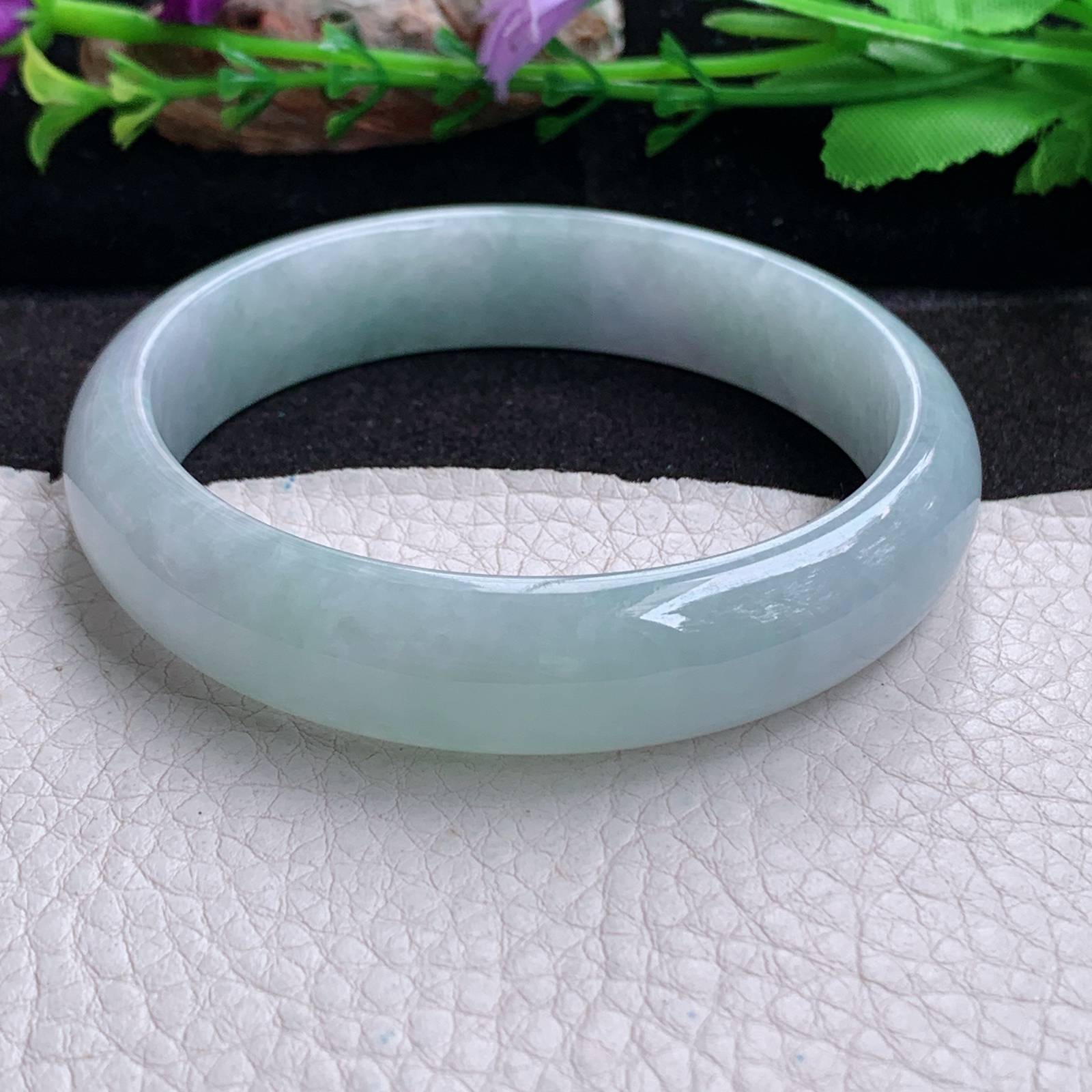 ee实拍59.5*13.5*7.3平安镯 天然缅甸翡翠a货手镯冰胶大气正圈玉镯子