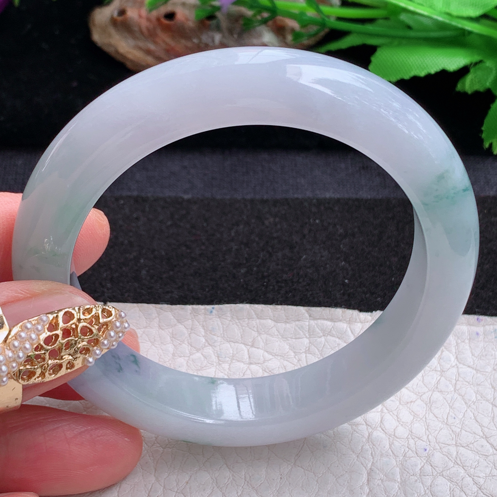 p实拍54*12.2*9平安镯 天然缅甸翡翠a货手镯冰飘花厚装正圈玉镯子