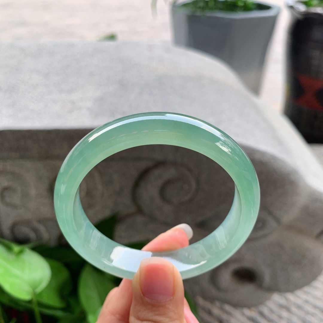 圈口 56-13-7.4【冰种芙蓉绿正圈手镯】正圈56 57可戴