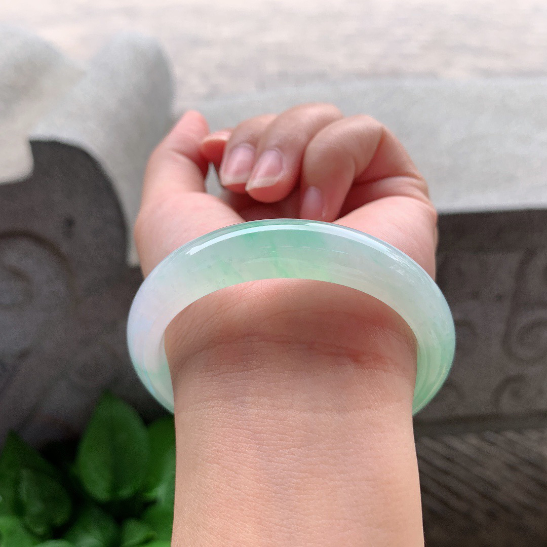 圈口 54.6-11.8-7.8【冰甜绿正圈手镯】正圈54 55可戴