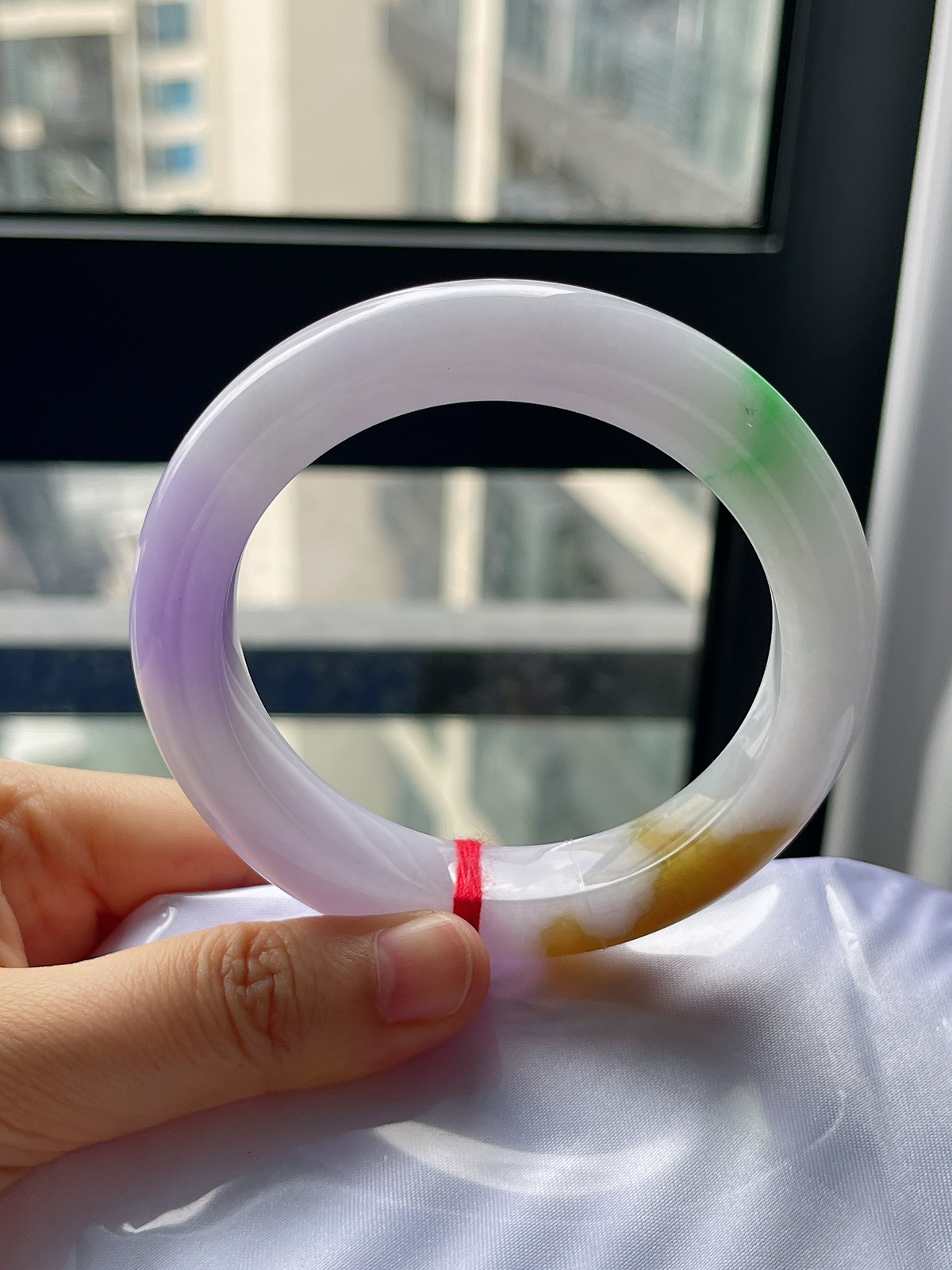 正圈58圈口，翡翠糯化种福禄寿手镯