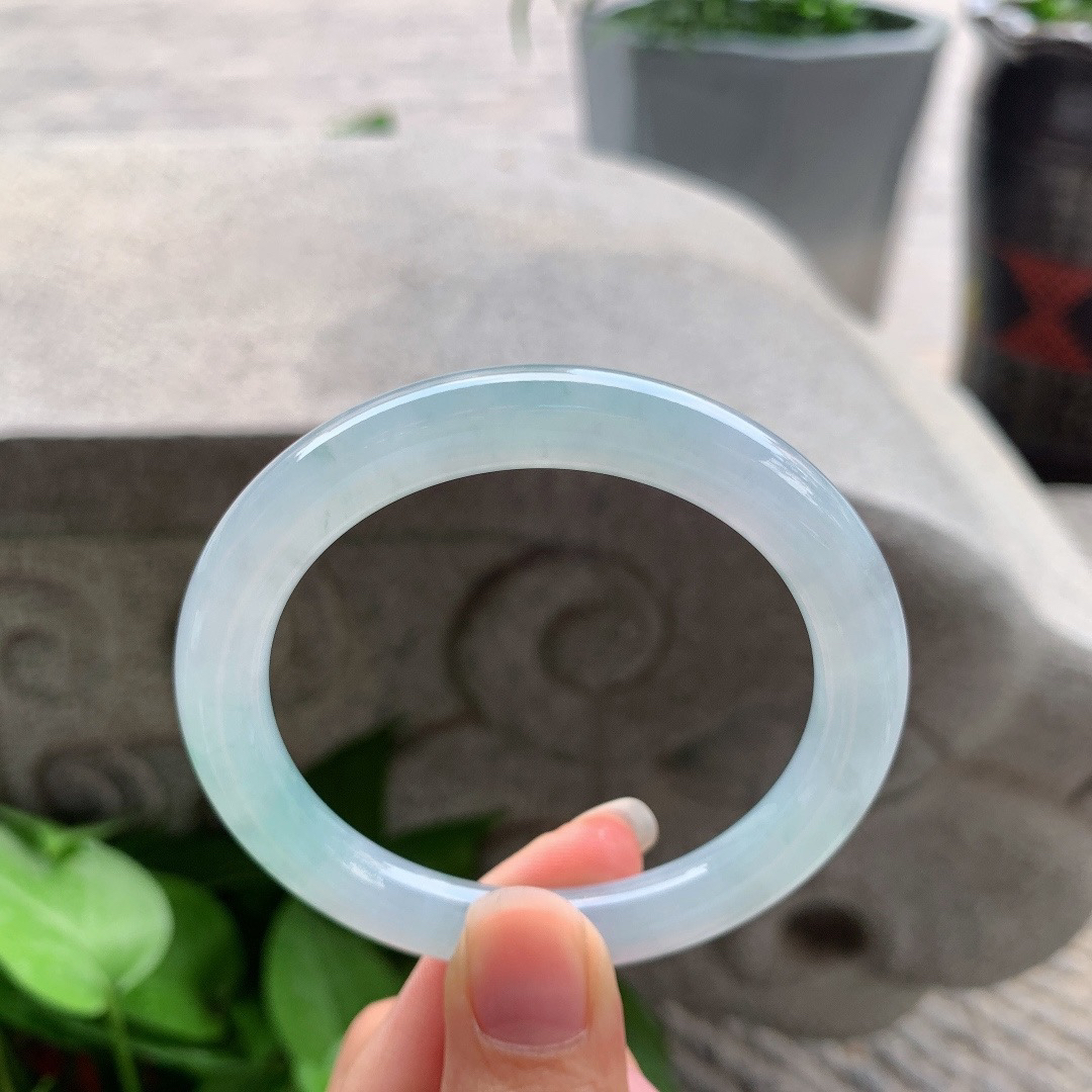 小圈口53.8-8.5 【冰蓝圆条手镯】圆条53 54可戴