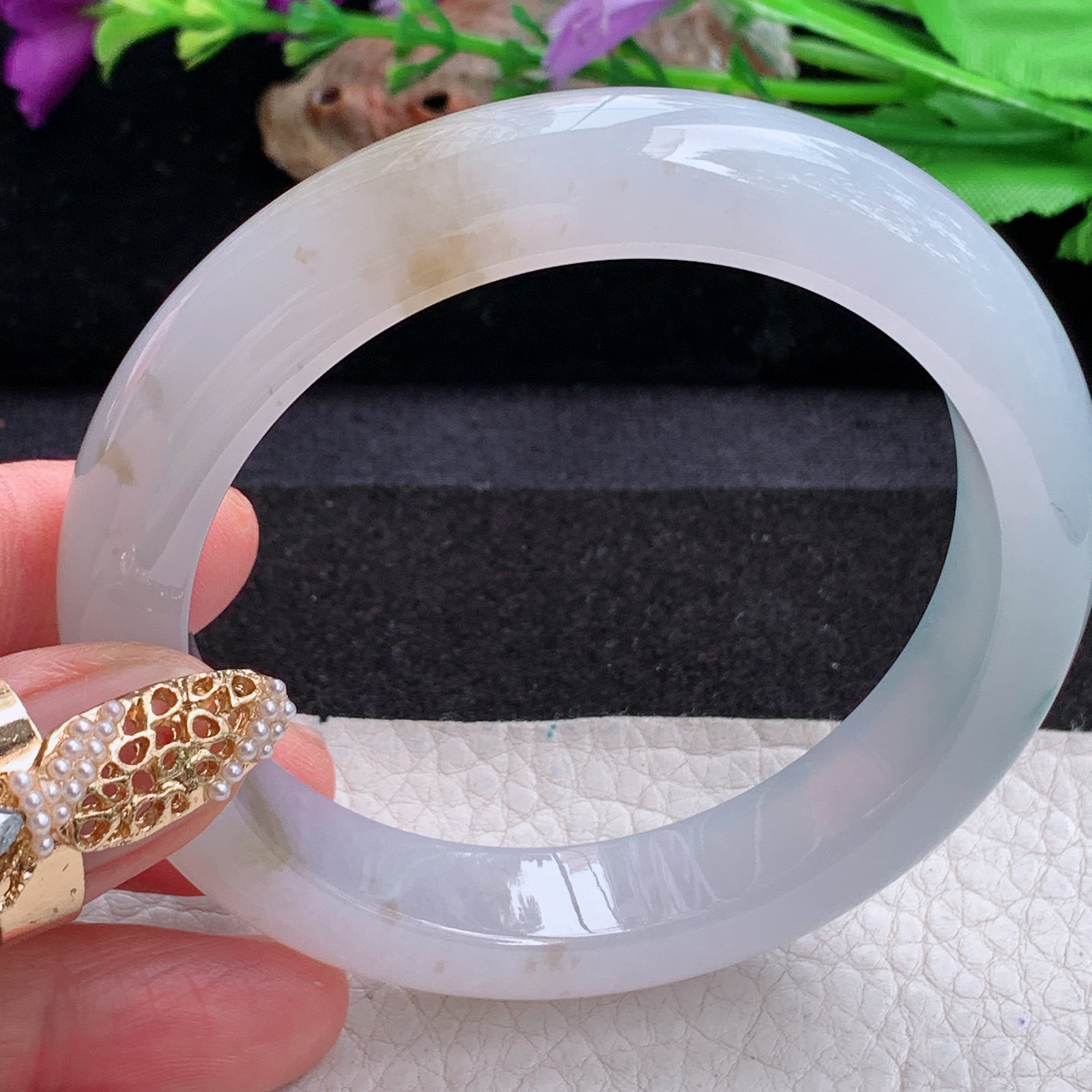 p实拍58.5*12.7*9平安镯 天然缅甸翡翠a货手镯冰飘花起光厚装正圈玉镯子