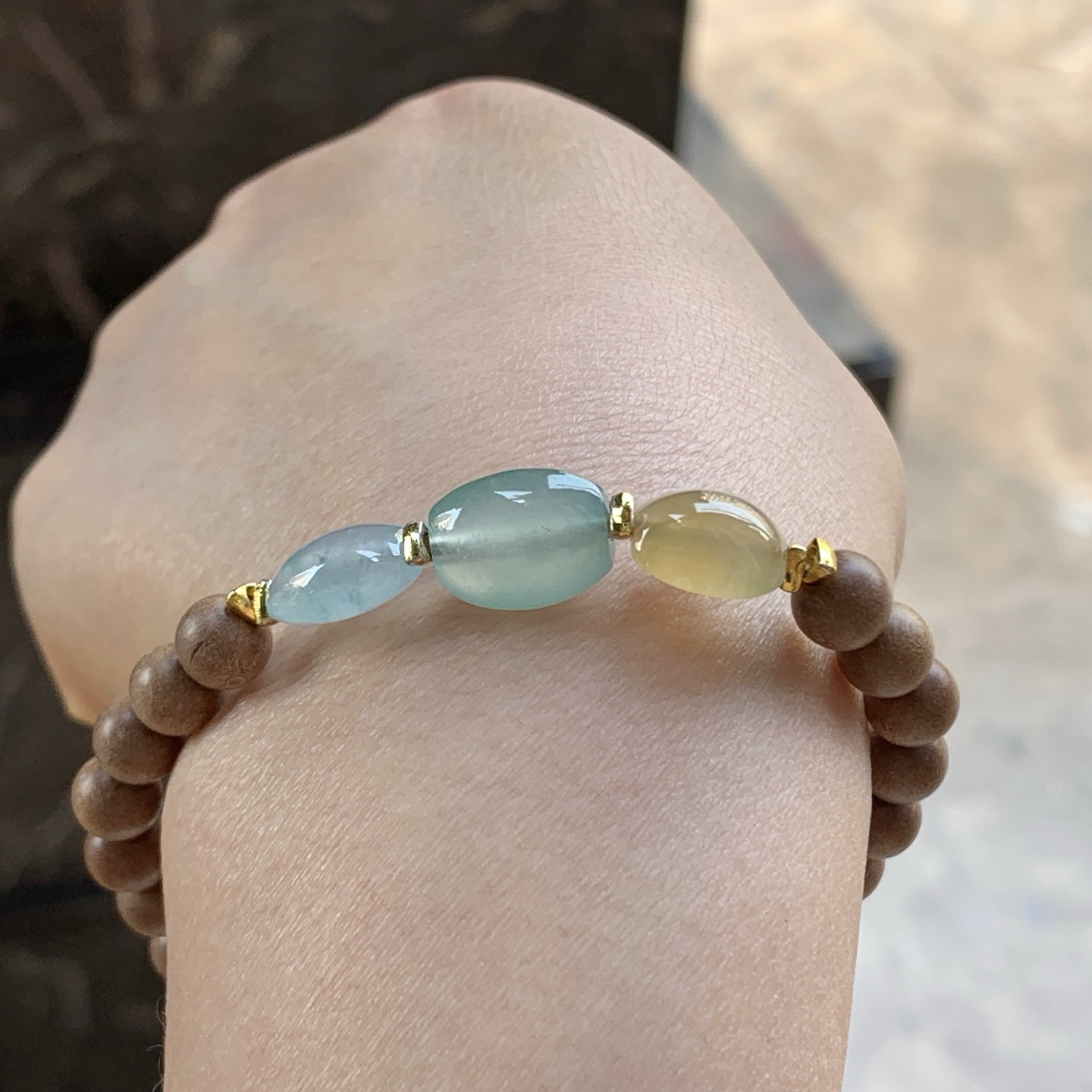 冰种筒珠手串^_^清新特色 冰透