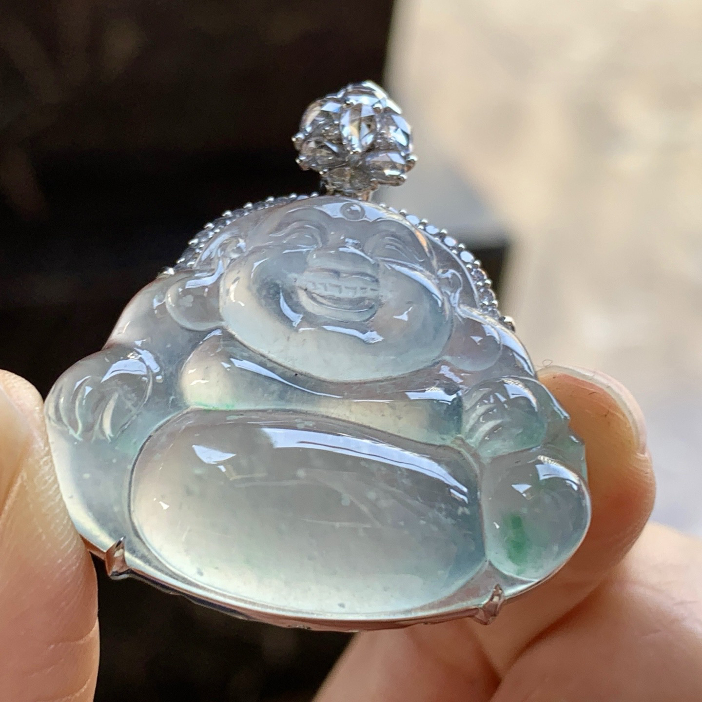 金钻镶嵌冰晴佛公^_^冰透 尺寸27.5