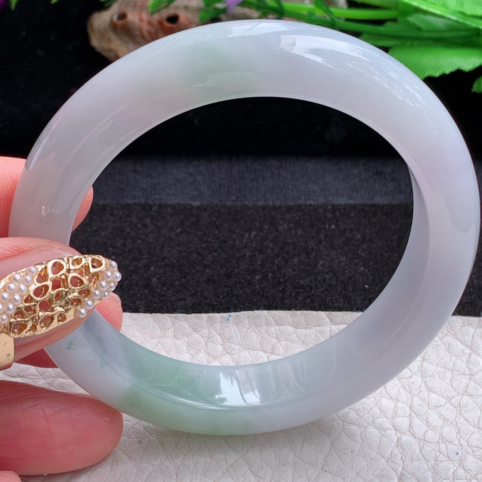 p实拍54*12*8.8平安镯 天然缅甸翡翠a货手镯飘花厚装正圈玉镯子