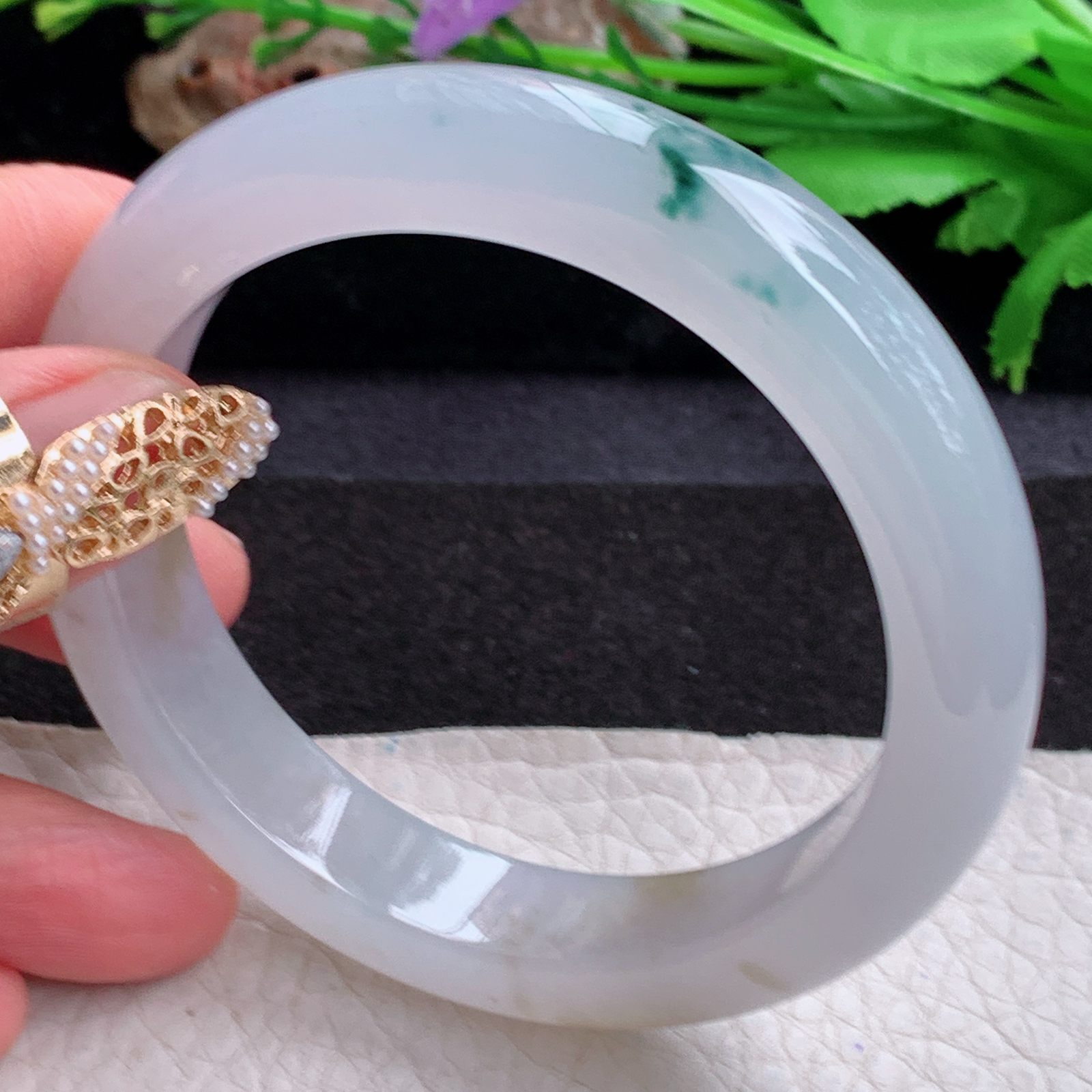 p实拍58.5*12.7*9平安镯 天然缅甸翡翠a货手镯冰飘花起光厚装正圈玉镯子