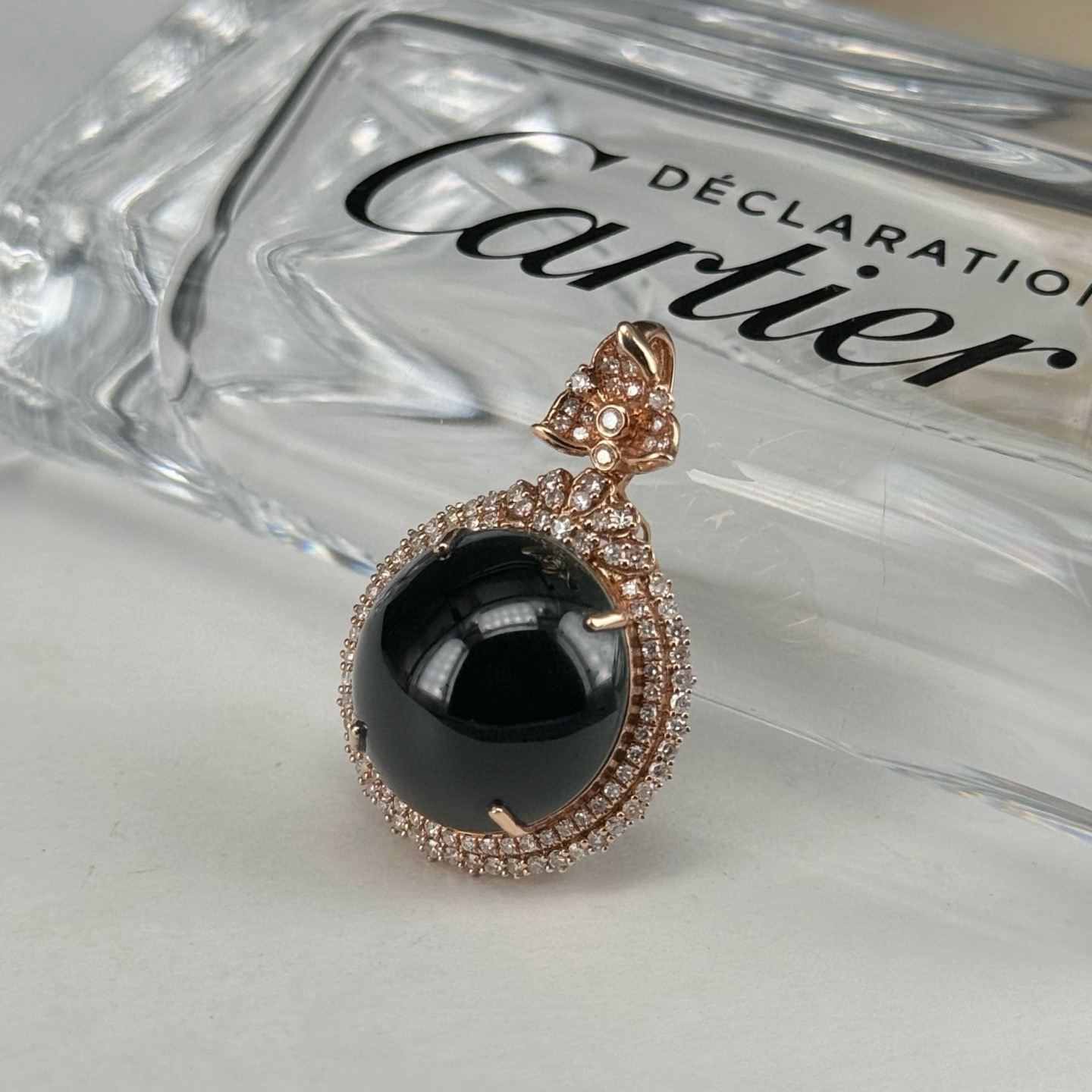 精品18k墨翠蛋面吊坠 种好色正 黑度极好 打灯通透 油性十足 尺寸30.5