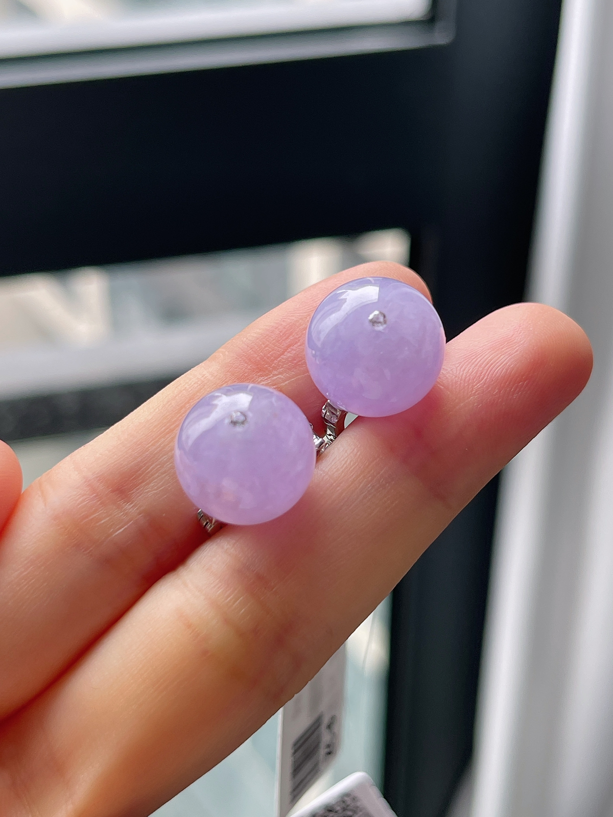 18k金翡翠冰糯满紫罗兰耳坠