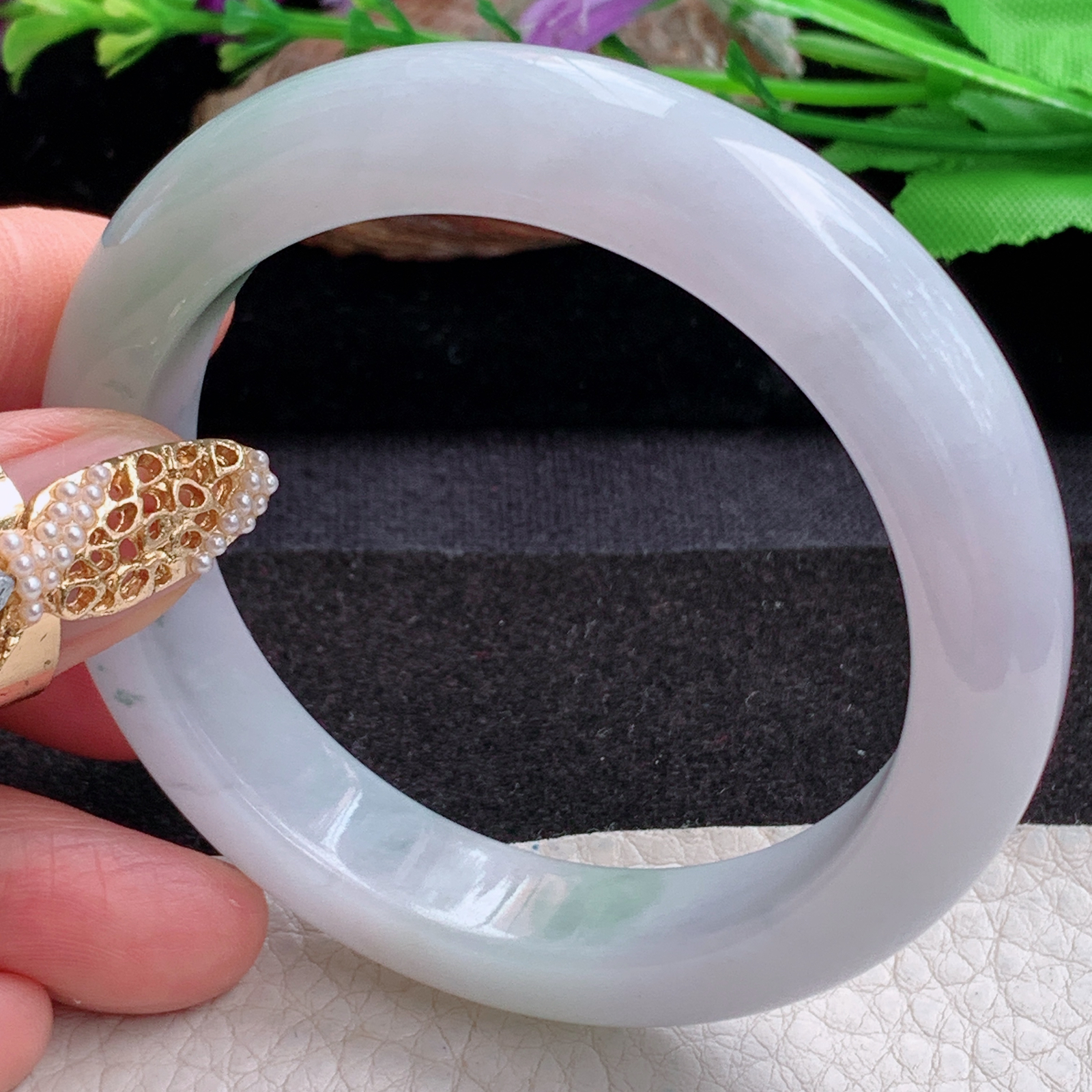 p实拍54*12*8.8平安镯 天然缅甸翡翠a货手镯飘花厚装正圈玉镯子