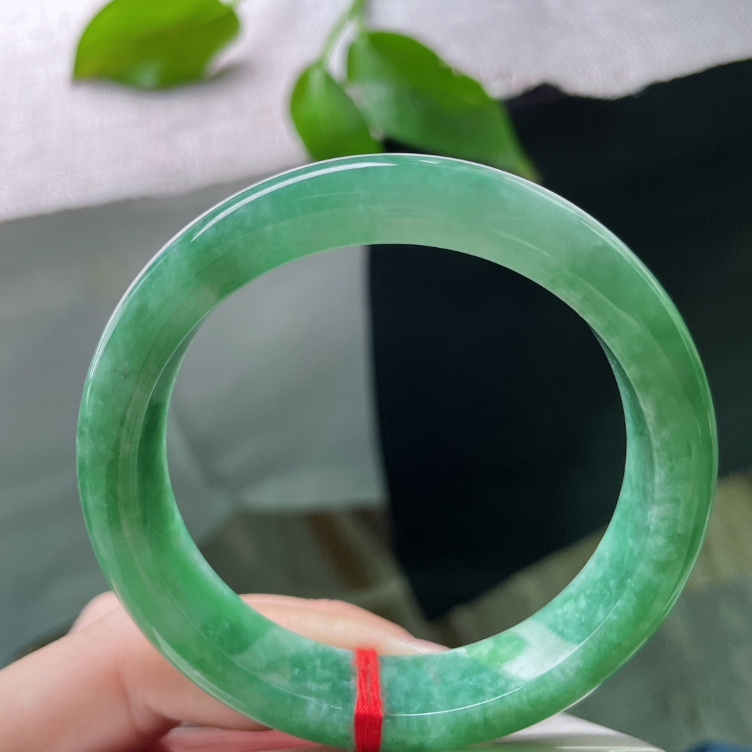 55.4/12.6/8.2，绿底正圈，水润，一抹浓绿，满室芳华，满绿入玉，贵气自生。有纹，ss509
