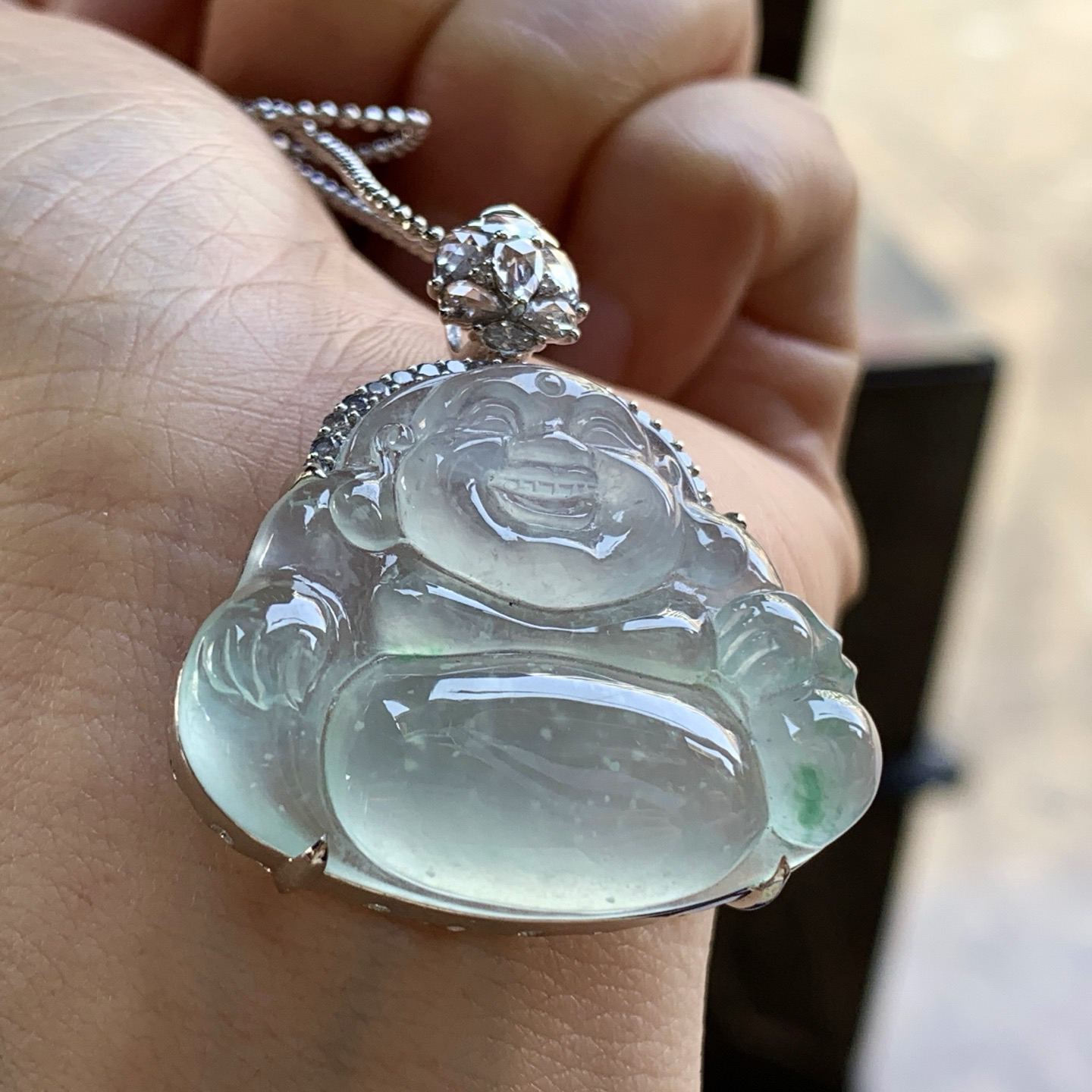 金钻镶嵌冰晴佛公^_^冰透 尺寸27.5