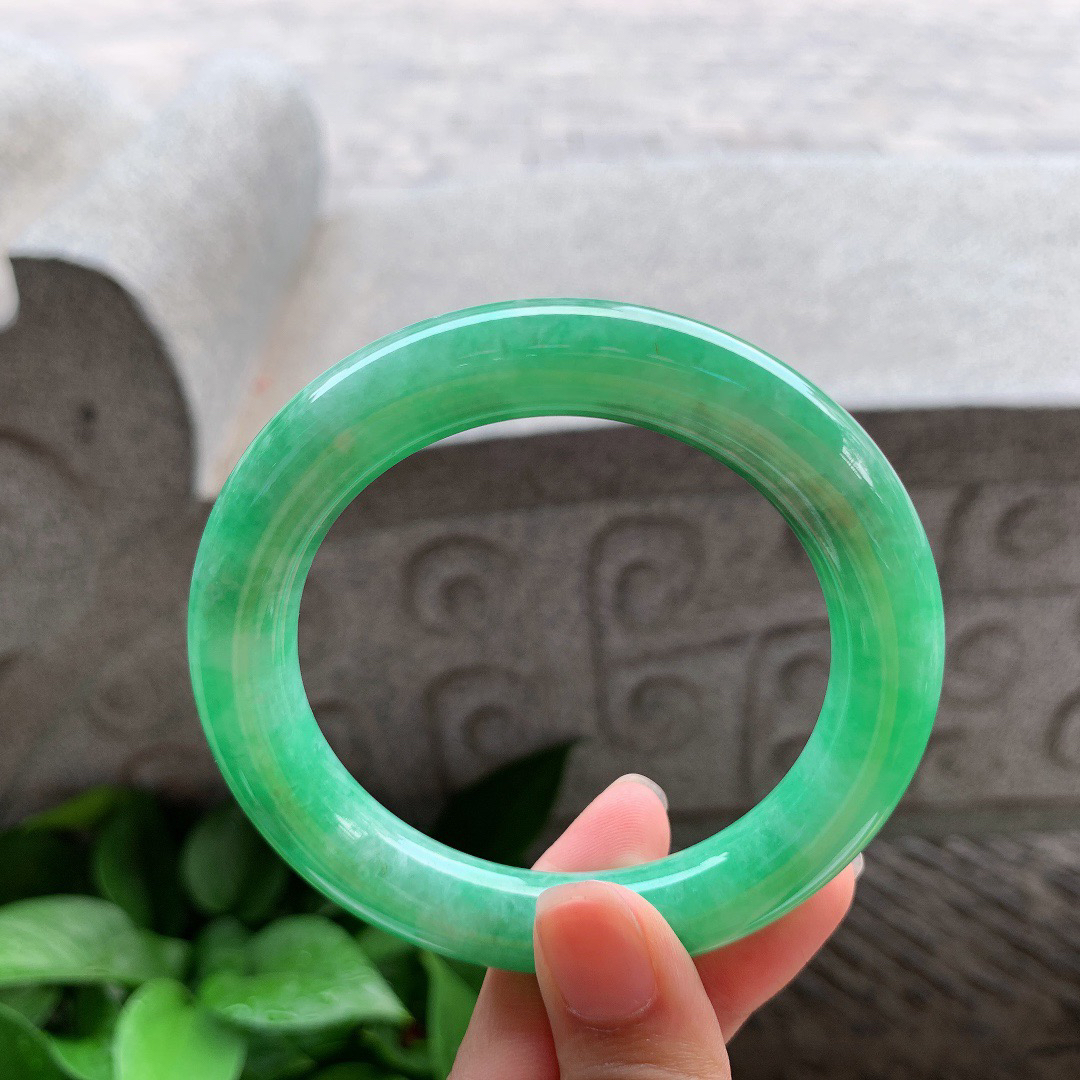 圈口56.5-11.2 【满绿圆条手镯】圆条56 57可戴