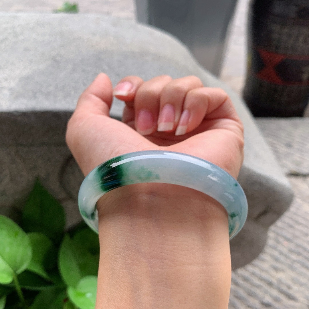 圈口56-12.7-7.7 【冰紫飘花正圈手镯】正圈56 57可戴